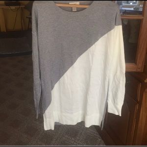 Gray and white sweater